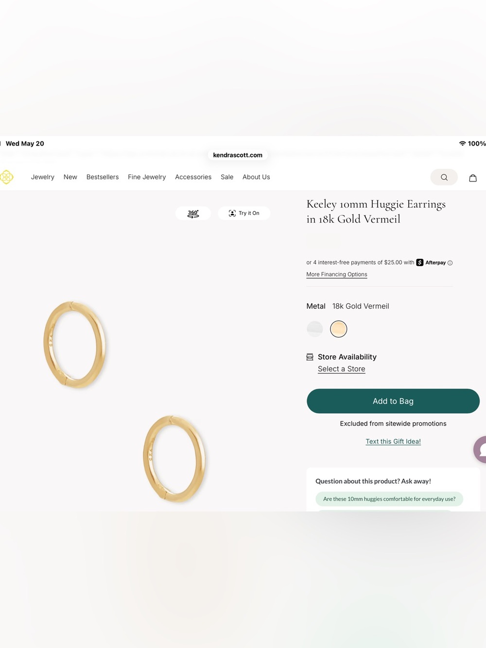 Kendra Scott Gold Huggie Hoop Earrings